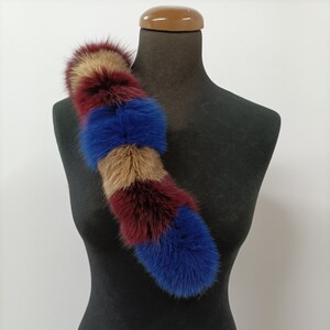 Rifinitura del cappuccio in pelliccia, rifinitura del cappuccio in vera volpe, collo in pelliccia, Multicolor, rifinitura del cappuccio in pelliccia di volpe, sciarpa di pelliccia.