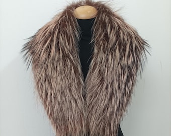 Cuello de piel, cuello de piel de zorro, cuello de piel auténtica, accesorios de invierno para abrigos
