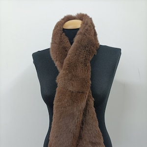 Fur scarves,Fur rabbit scarf brown color, fur scarf men&#39;s women&#39;s unisex, winter warm accessories.