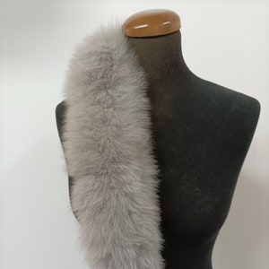 Rifinitura del cappuccio in pelliccia, rifinitura del cappuccio in vera volpe, collo in pelliccia, colore grigio, rifinitura del cappuccio in pelliccia di volpe, sciarpa di pelliccia.