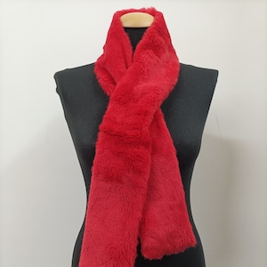 Fur scarves,Fur rabbit scarf red color, fur scarf men&#39;s women&#39;s unisex, winter warm accessories.