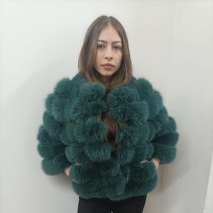 Fox Fur & Leather Jacket - Women's Winter Coat