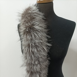 Pelliccia di volpe per cappuccio colore argento/ Strisce di pelliccia accessori per giacche e cappotti/ unisex uomo donna