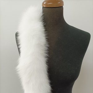 Pelliccia di volpe per cappuccio colore bianco/ Strisce di pelliccia accessori per giacche e cappotti/ unisex uomo donna