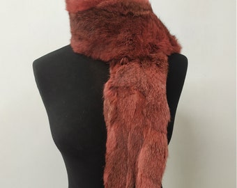 Fur rabbit long scarf keramidi colour, winter warm accessories.