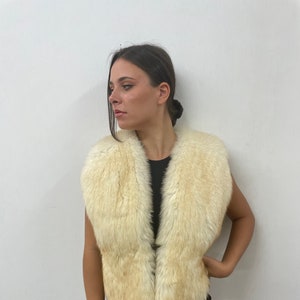 Fox and mink  fur vest ,golden color ,full skin pelt fluffy and warm winter garment womans gift