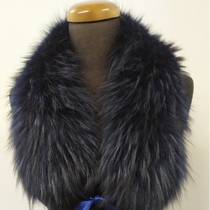 Fur collar,Finn raccoon high quality fur collar Blue color, coat winter accessories