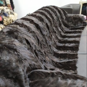 Real Mink fur blanket throw Black color, Home warmer
