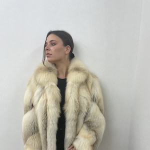 Fur  fox coat, golden color , natural fur, womans winter coat