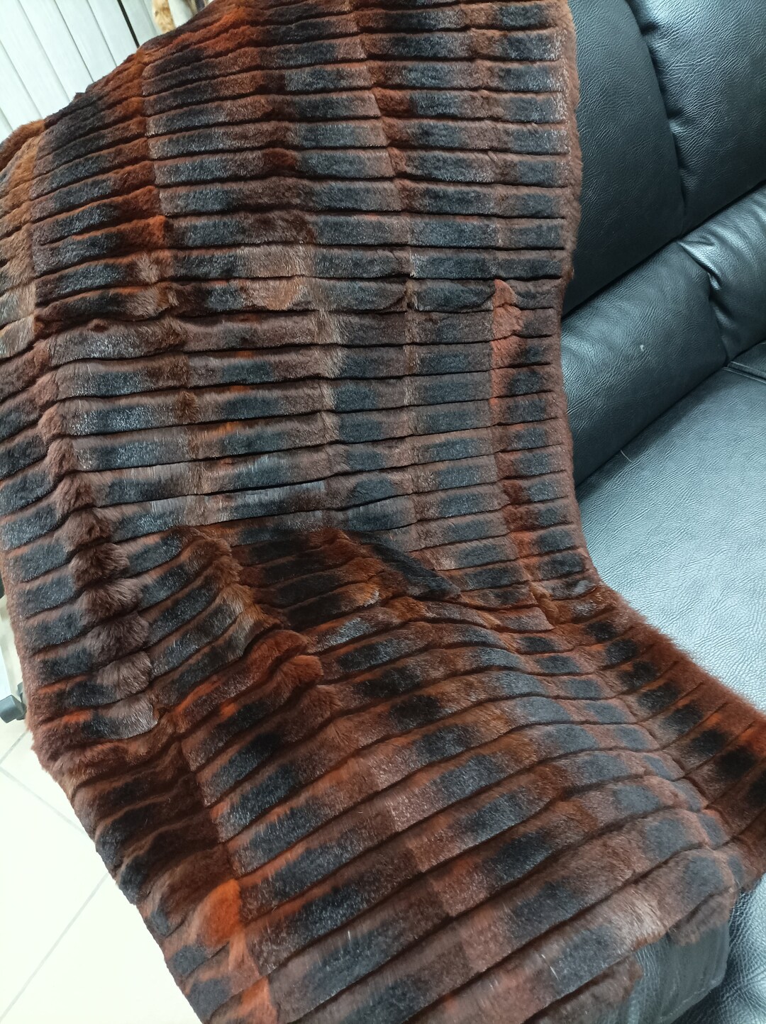 Real Rabbit Fur Shorn With Patterns Blanket Throw, Home Warmer - Etsy