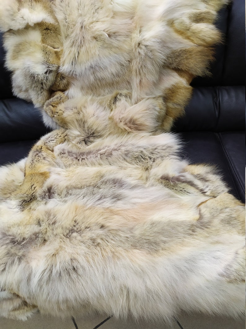 Real Coyote fur blanket throw natural color Home warmer Etsy