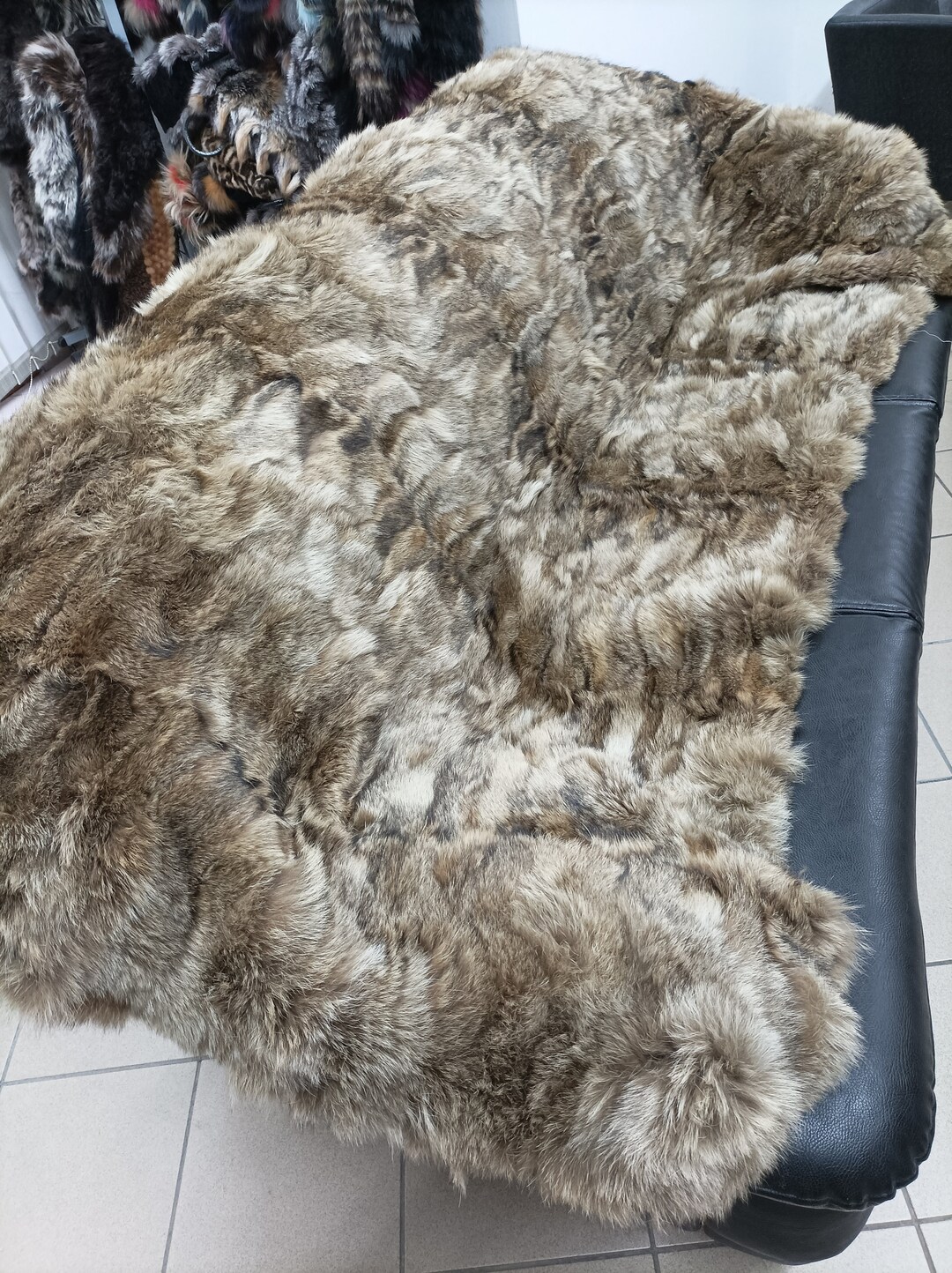Real Coyote Fur Blanket Throw Haki Color, Home Warmer Etsy