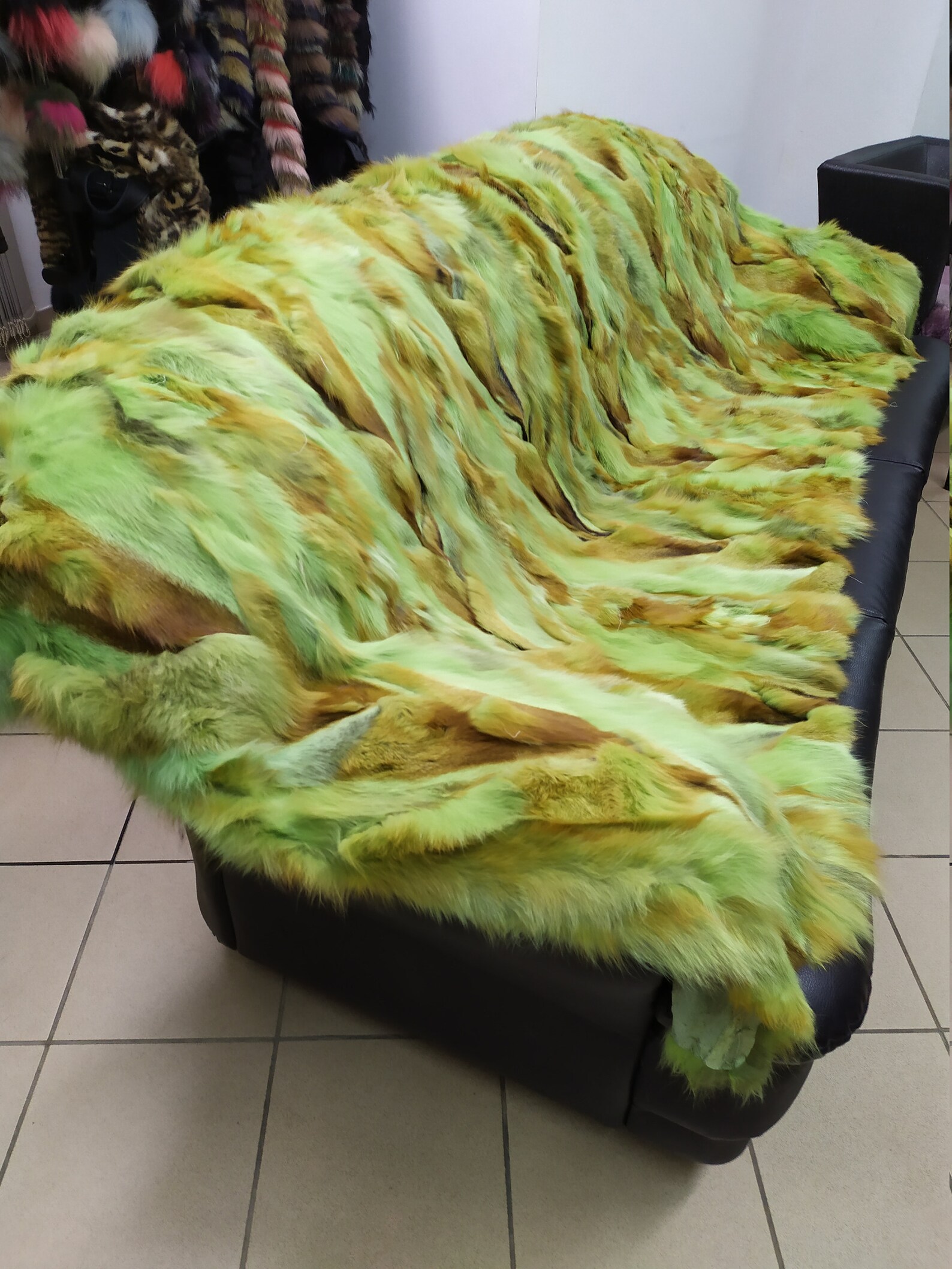 Real Fox Fur Blanket Throw Green and Brown Color Home Warmer Etsy