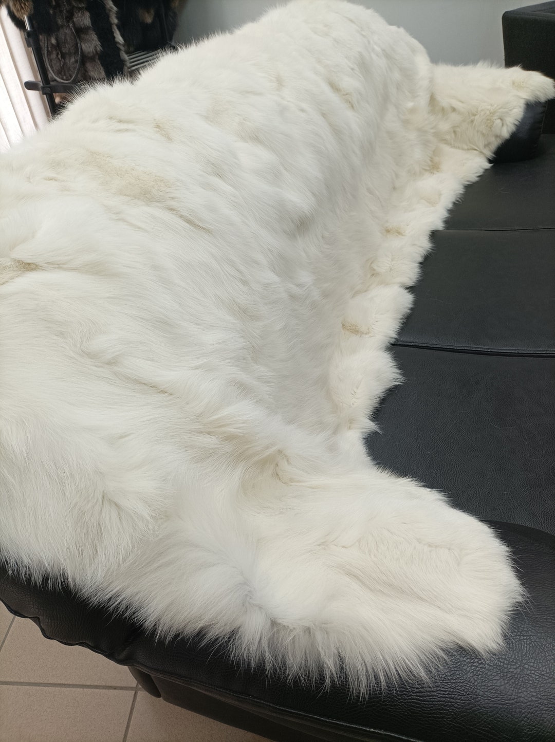 Fur Blanket Real Fox Fur Blanket Throw White Offwhite Etsy