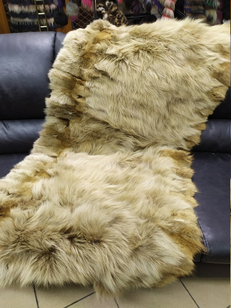 Real Coyote fur blanket throw haki color Home warmer Etsy