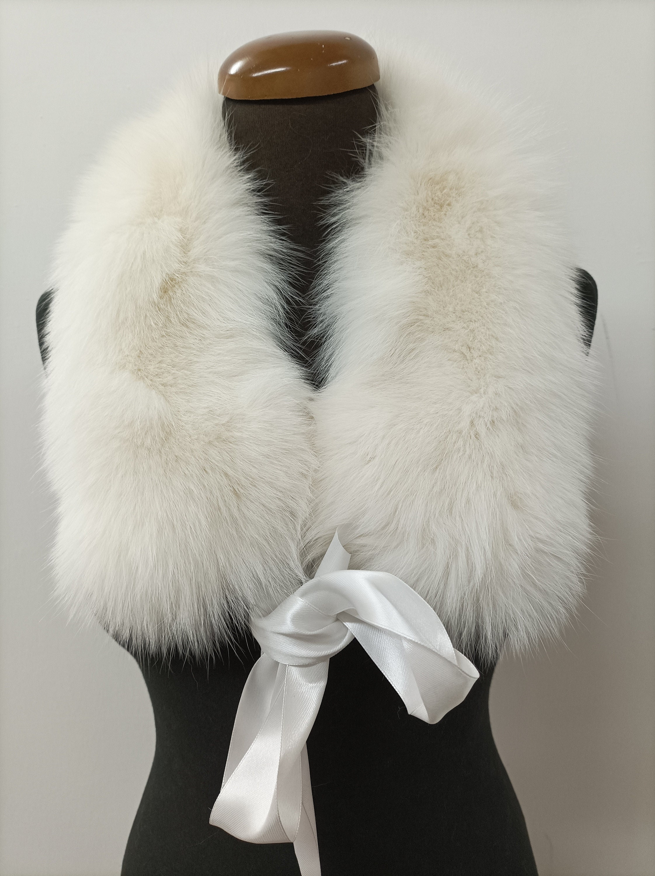 Cuello de piel, cuello de piel de zorro de alta calidad color hielo, abrigo  accesorios de invierno -  México