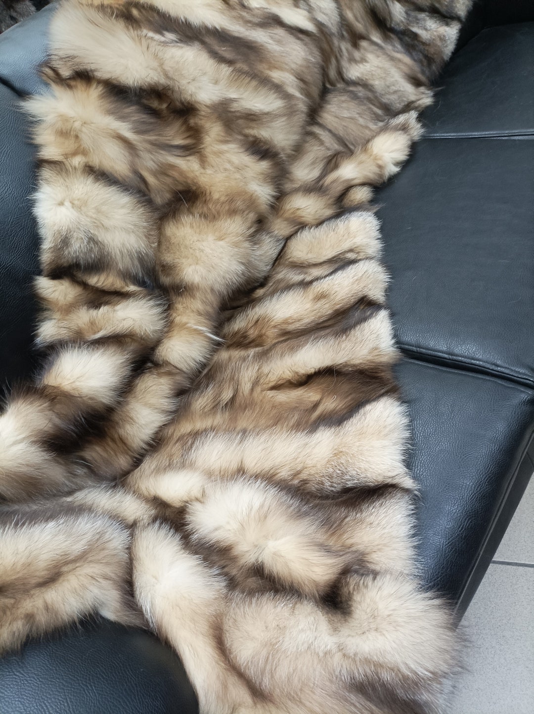 Real Fox Fur Blanket Throw Crystal Color, Home Warmer Etsy