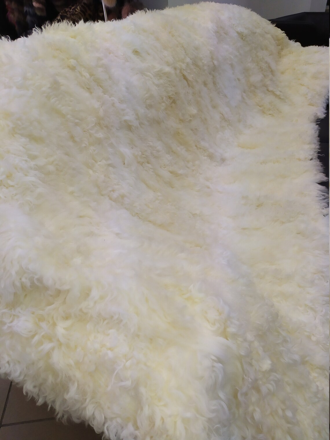 Real Mongolian Lamb Fur Blanket Throw White & Ecru Color Etsy