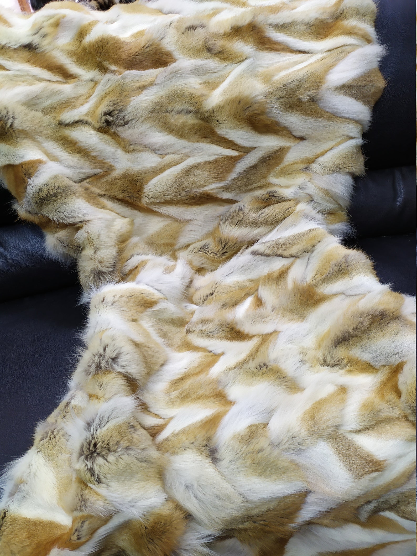Real Coyote Fur Blanket Throw Natural Color Home Warmer Etsy