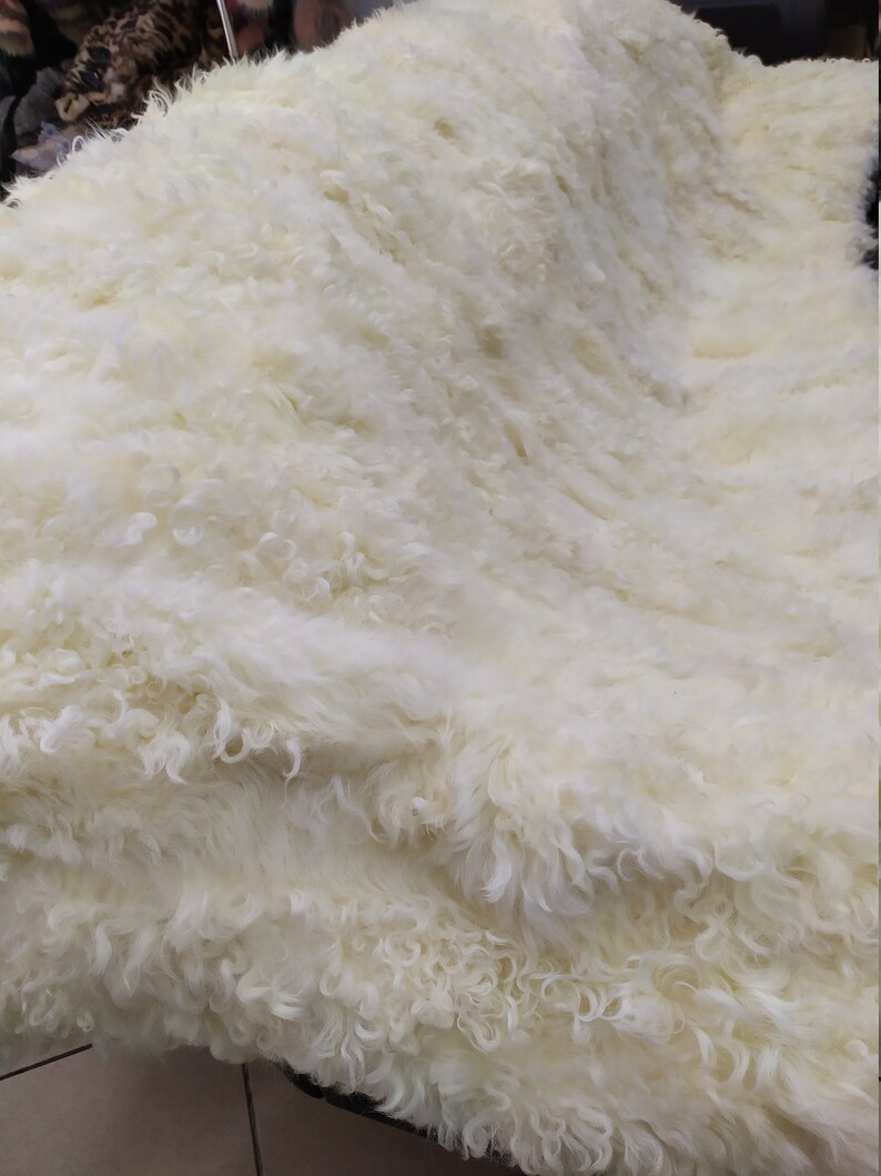 Real Mongolian Lamb Fur Blanket Throw White & Ecru Color Etsy