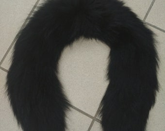 Real Finn raccoon hood trim, fur collar, black finn raccoon fur hood trim, fur scarf.