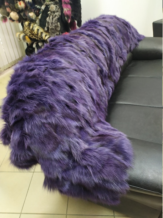 Real Fox Fur Blanket Throw Purple Color Home Warmer - Etsy Canada