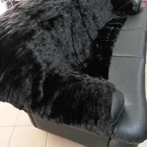Real Mink fur blanket throw ,l black color, Home warmer