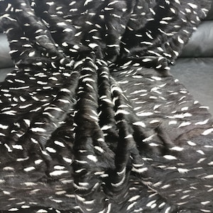 Real Mink fur blanket throw, black and white color, Home warmer