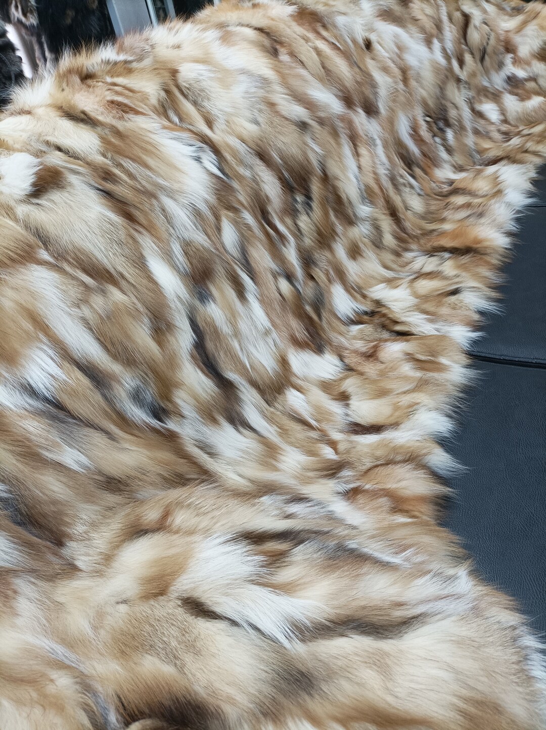 Luxury Real Fox Fur Blanket Throw Gold Color Home Warmer Etsy