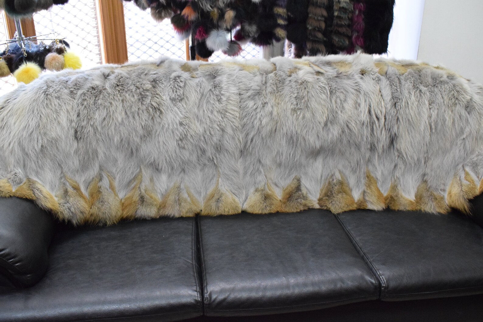 Real Coyote Fur Blanket Throw Light Gray Color Home Warmer Etsy