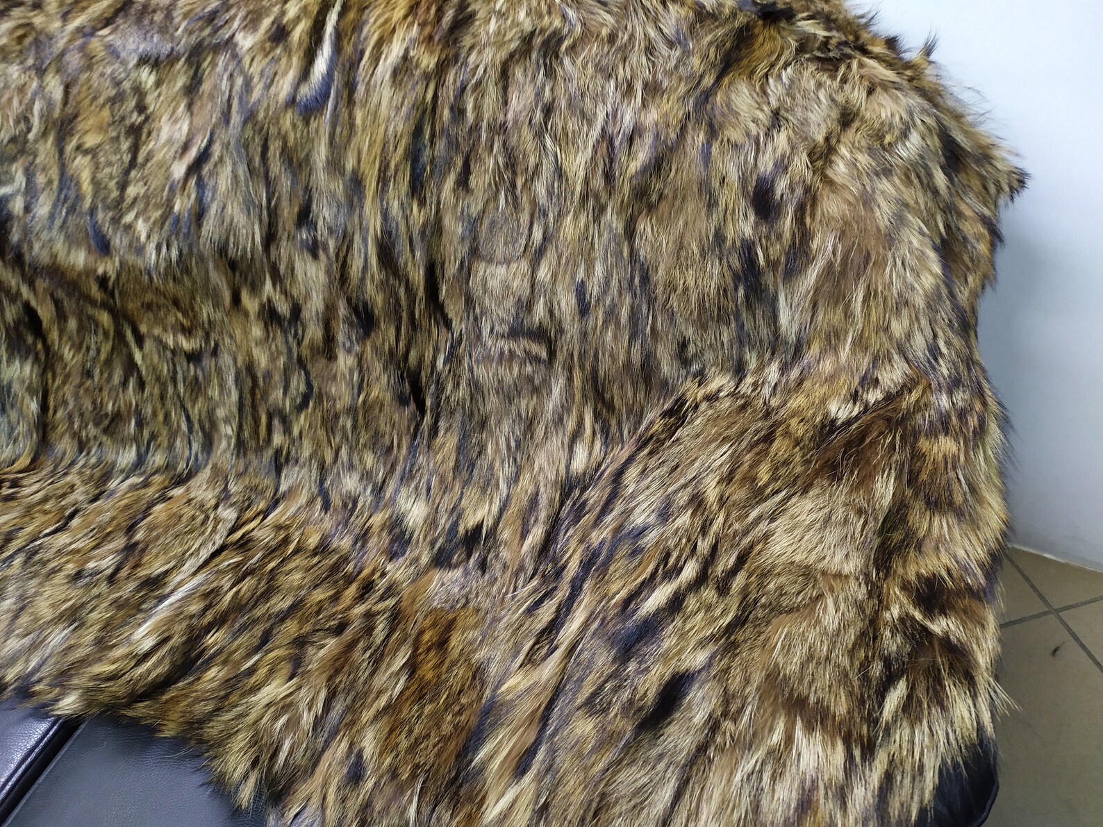 Real Coyote Fur Blanket Throw Haki Color Home Warmer Etsy