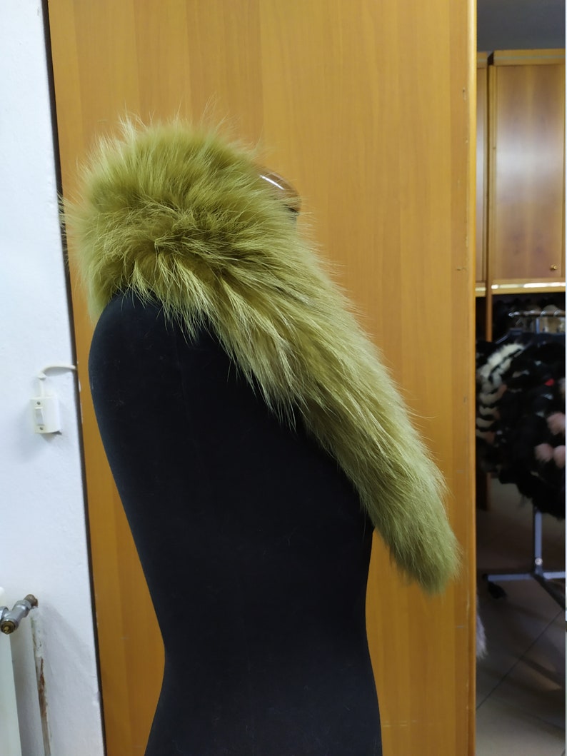 coat winter accessories Finn Raccoon high quality fur collar Light Green color