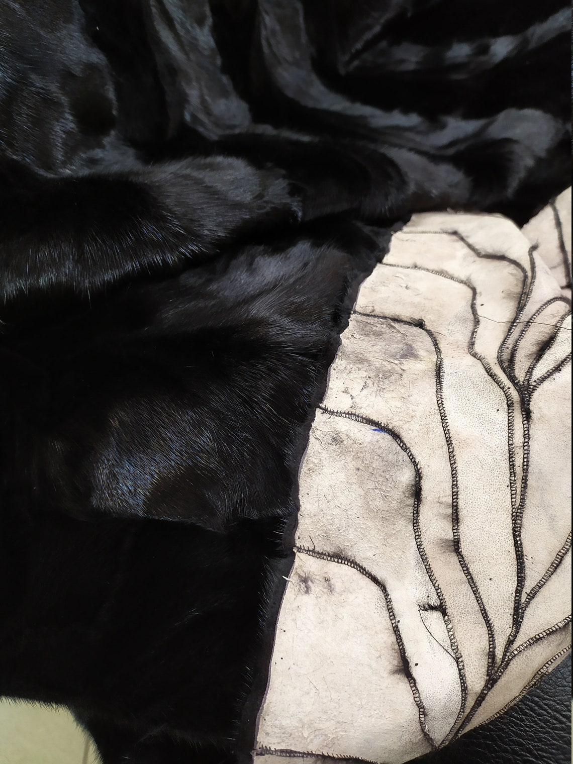 Real Mink Fur Blanket Throw Black Color Home Warmer Etsy