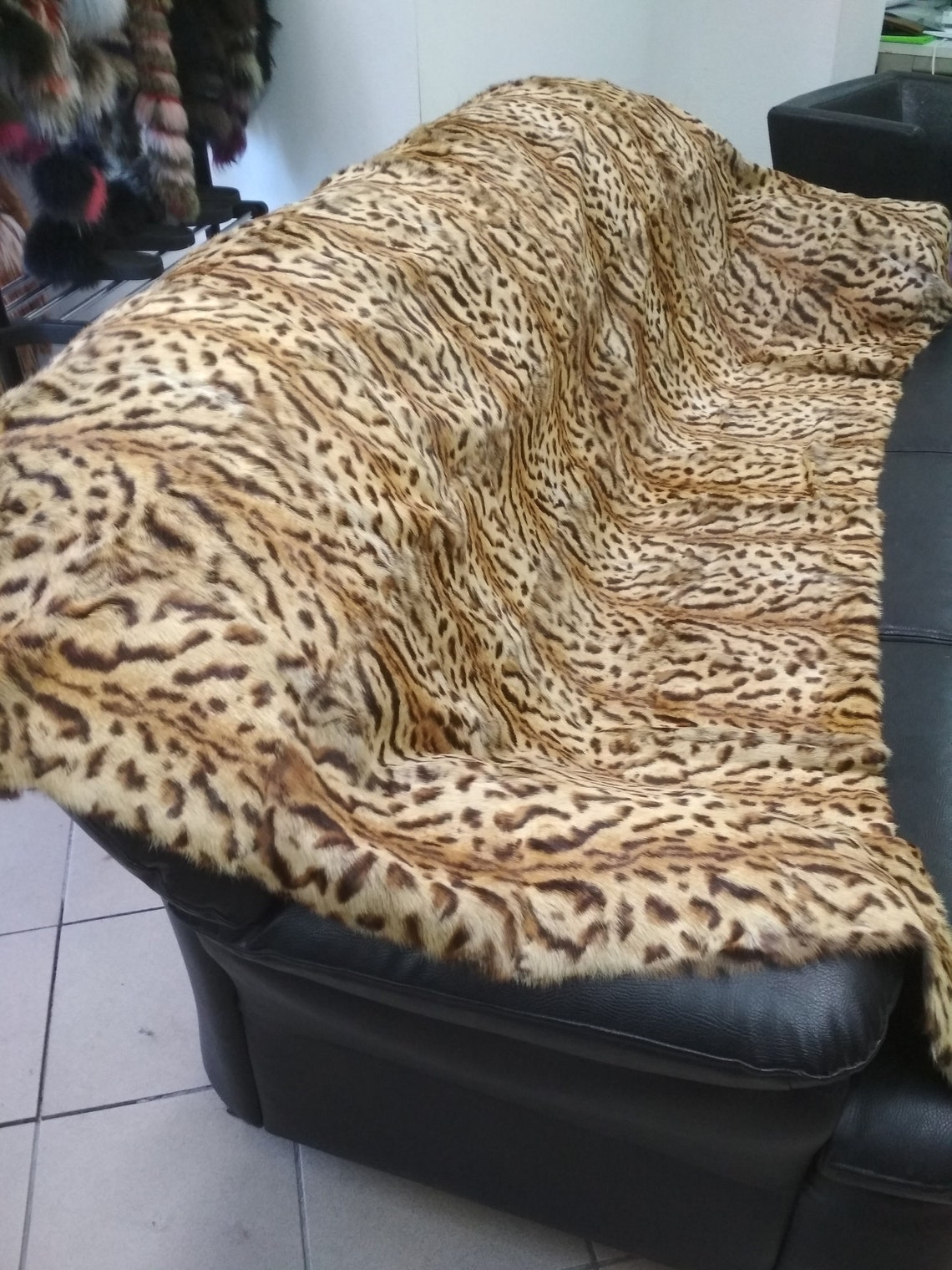 Real Rabbit Fur Blanket Throw Leopar Home Warmer Etsy