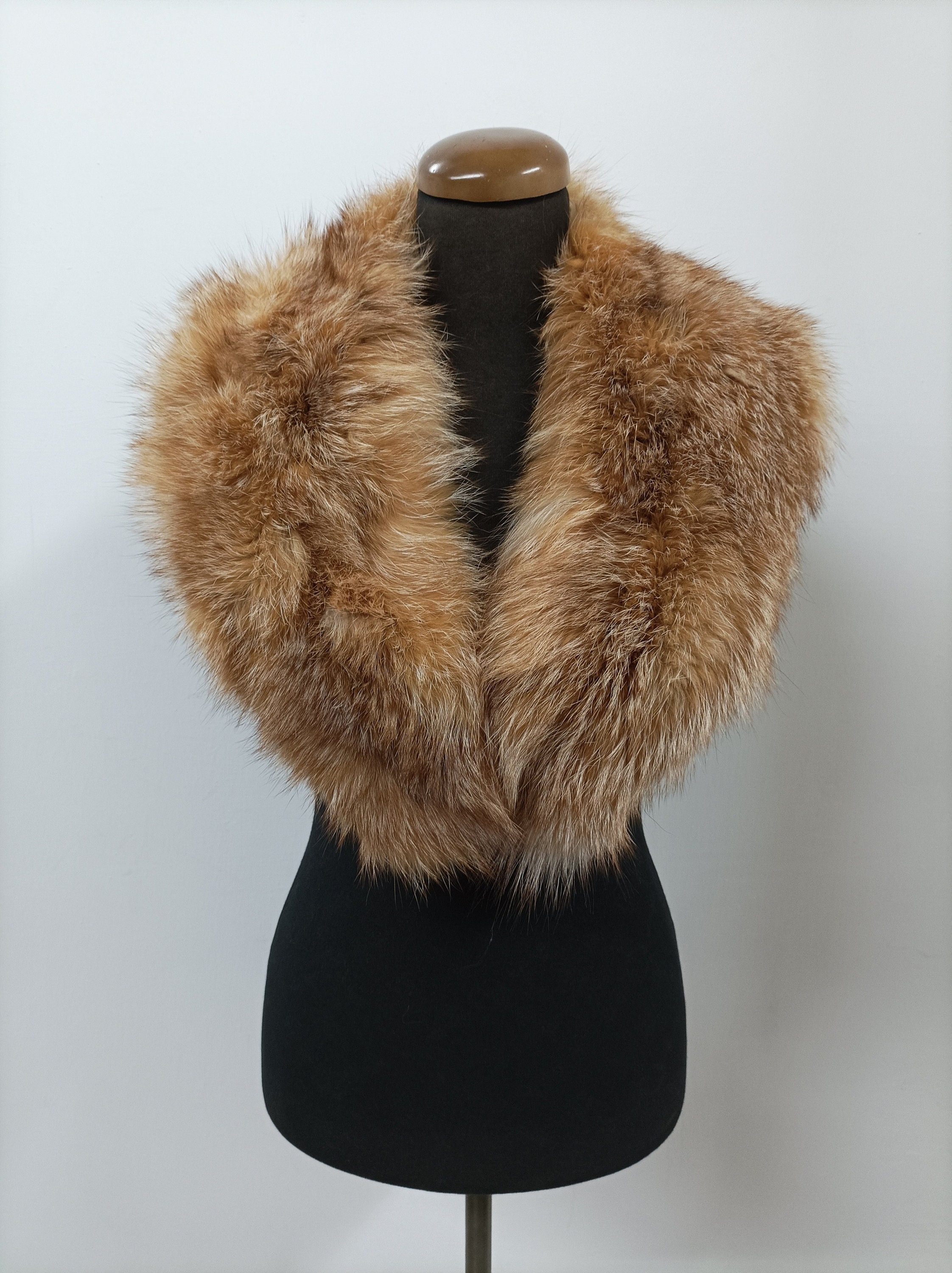 Real Fox Fur Collar: Winter Coat Accessory, Gold Color - Etsy