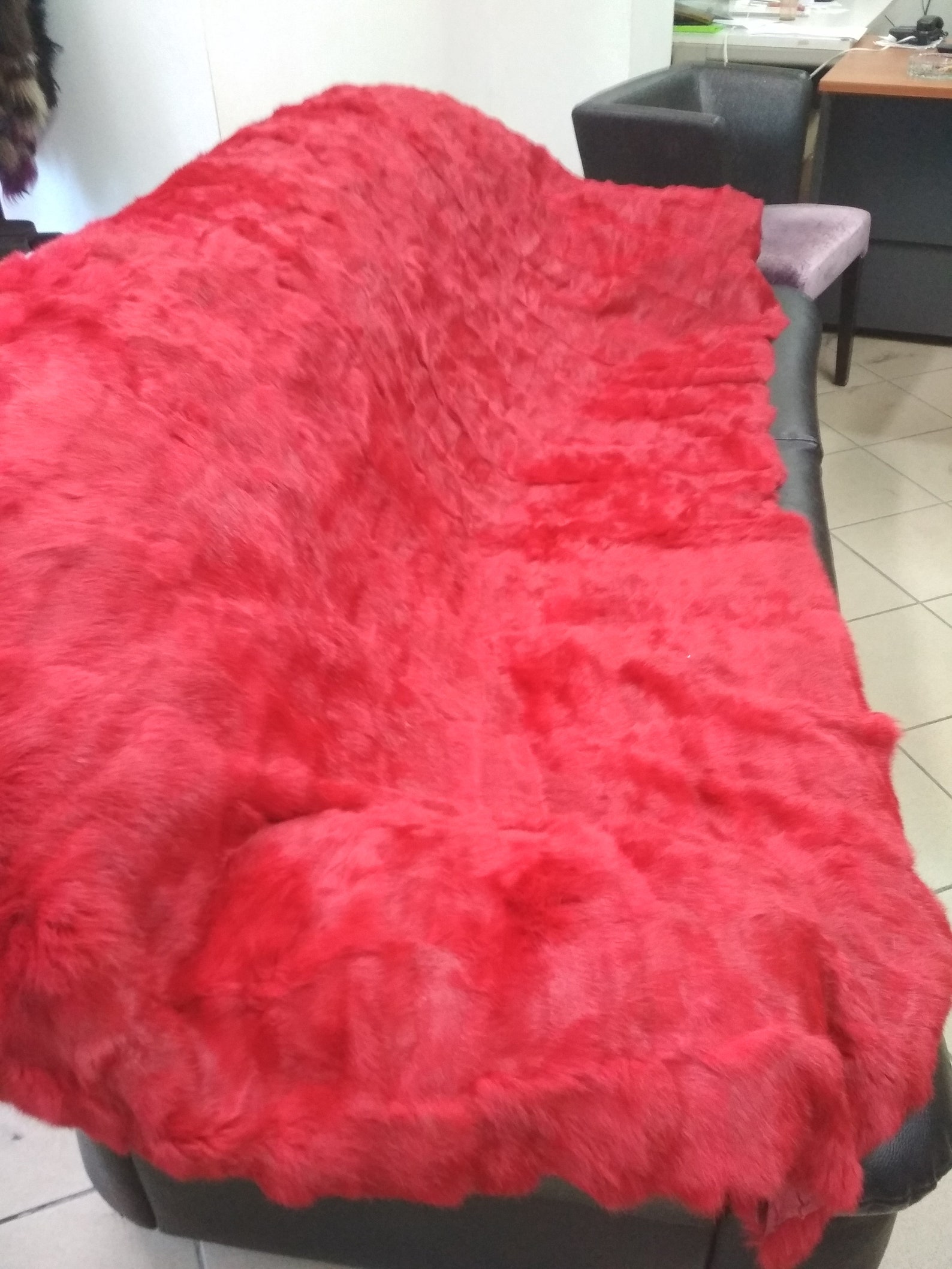 Real Rabbit fur blanket throw Red Home warmer Etsy