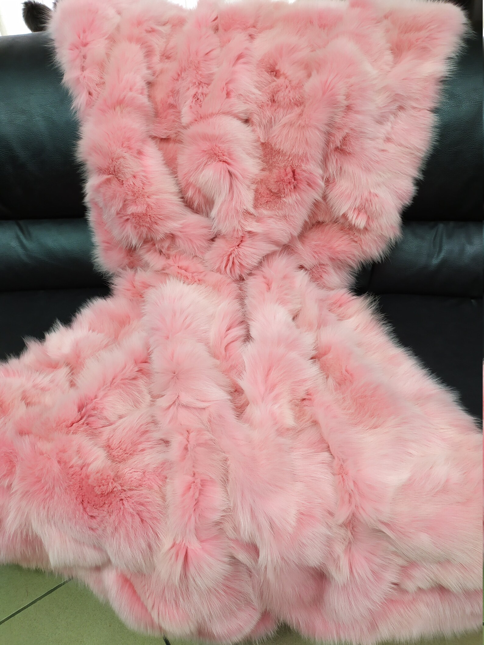 Real Fox fur blanket throw pink color Home warmer Etsy