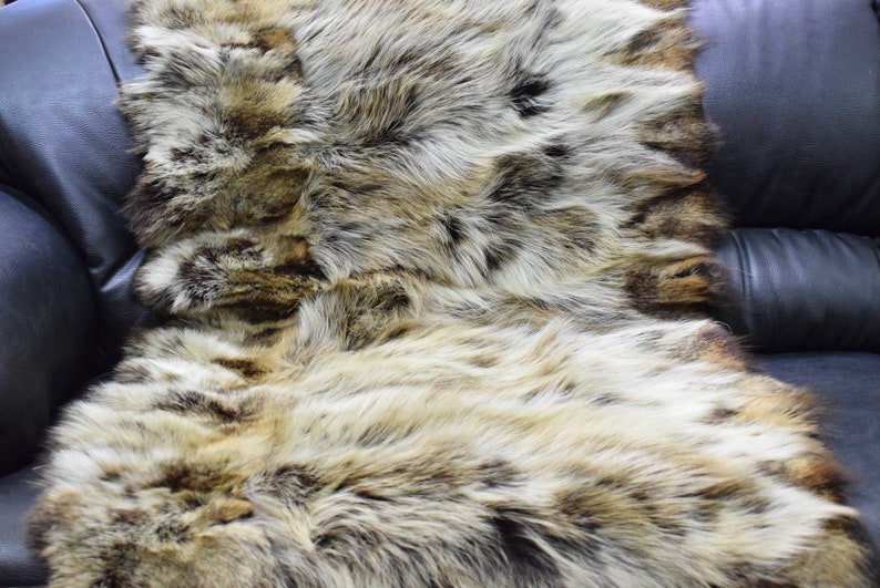 Real Coyote Fur Blanket Throw Gold Black Color Home Warmer Etsy