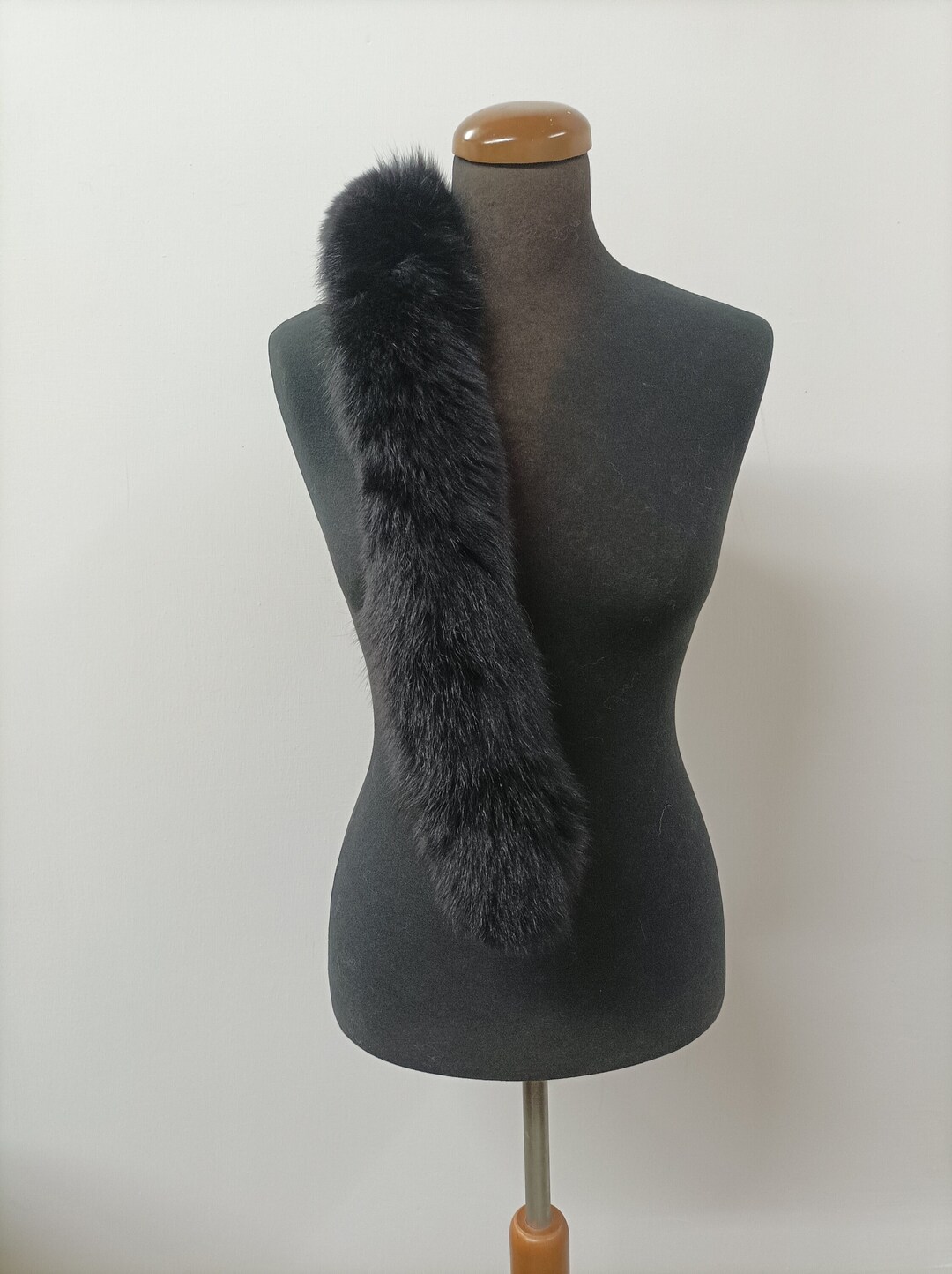Fur Fox Trim for Hood Black Color/ Fur Strips Accessories for Jackets ...