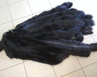 Fur black Fox fluffy stripes trims diy crafts/ use it collar, scarf, hood,