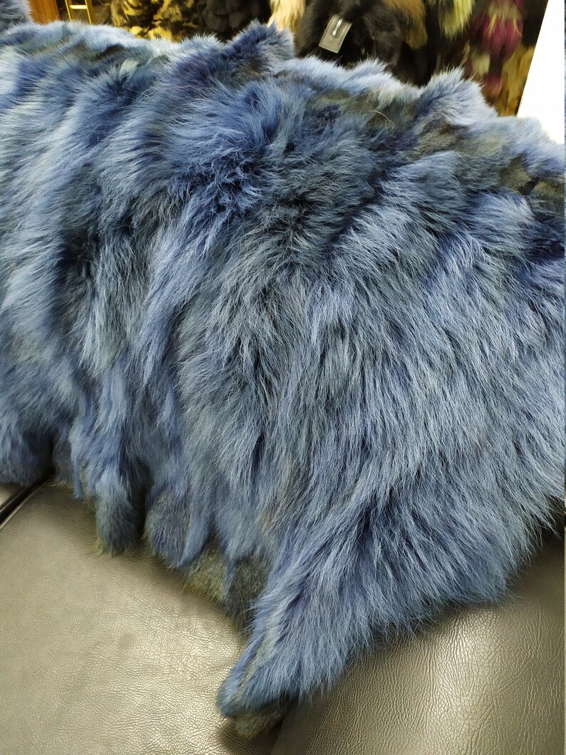 Real Coyote Fur Blanket Throw Cyan Color Home Warmer Etsy