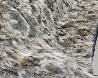 Real Finn raccoon fur blanket throw natural color, Home warmer