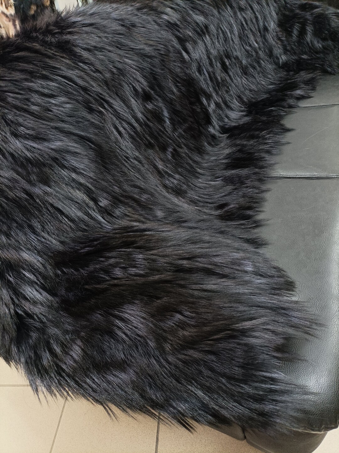 Real Coyote Fur Blanket Throw Blue Black Color Home Warmer Etsy