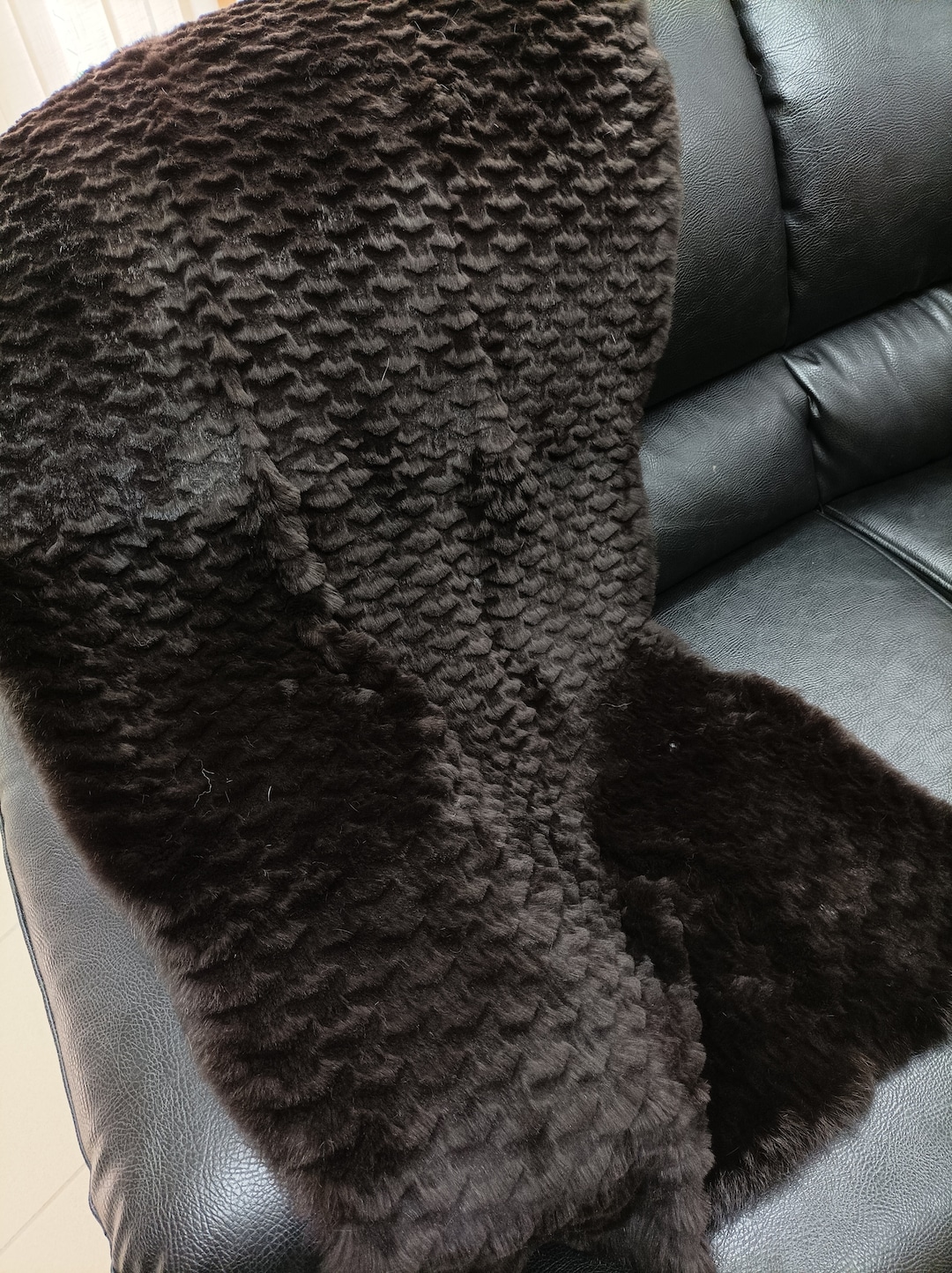 Real Rabbit Fur Shorn With Patterns Blanket Throw,brown Color,home ...