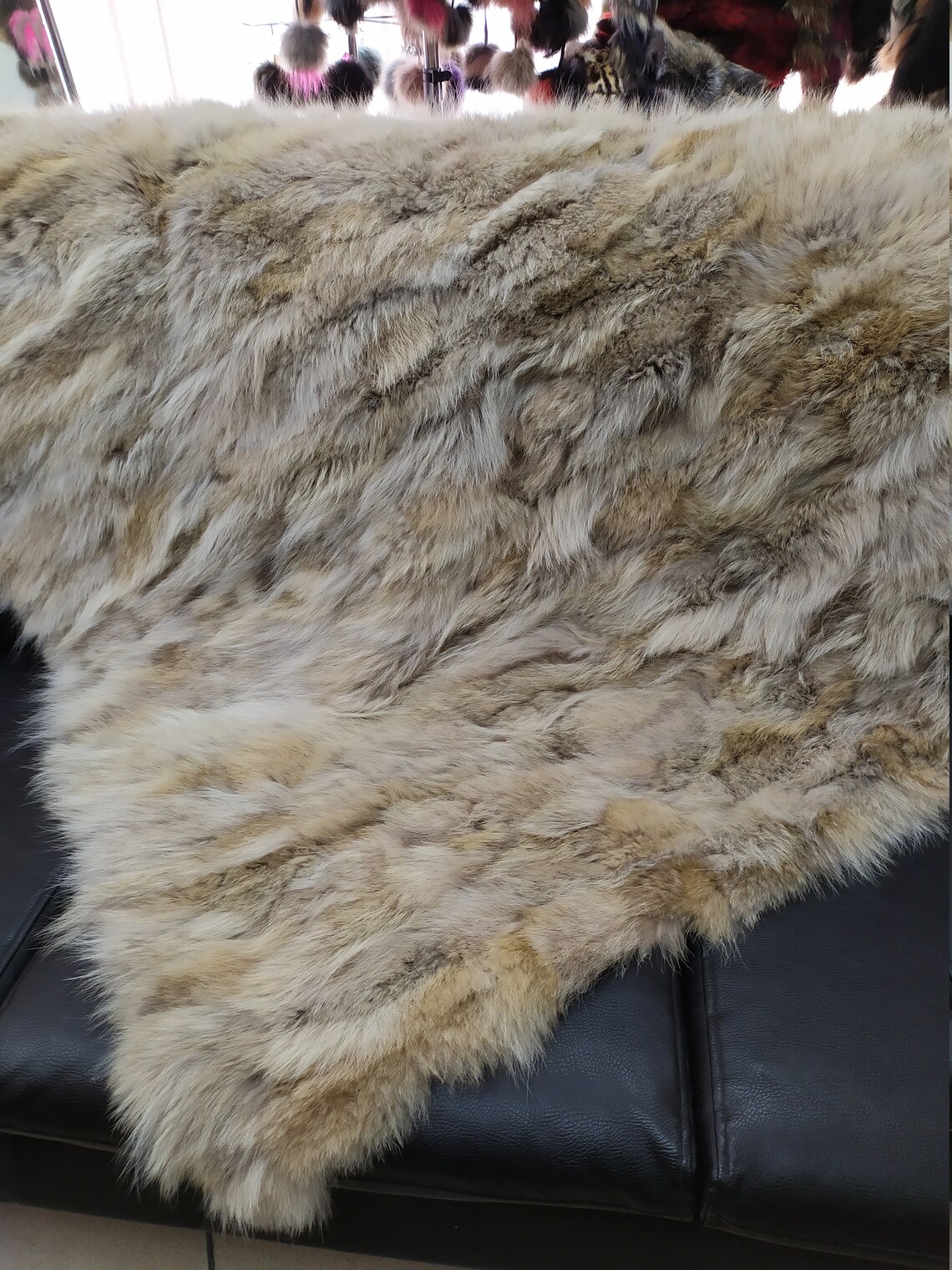 Real Coyote fur blanket throw Natural color Home warmer Etsy