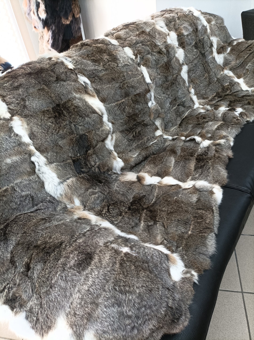 Real Rabbit Fur Blanket Throw, Natural Color, Home Warmer Etsy