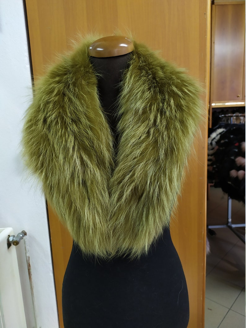 coat winter accessories Finn Raccoon high quality fur collar Light Green color