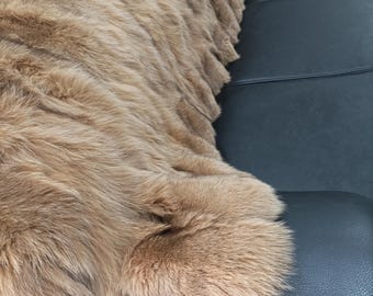 Real Fox Fur Blanket Throw: Camel Color Home Warmer
