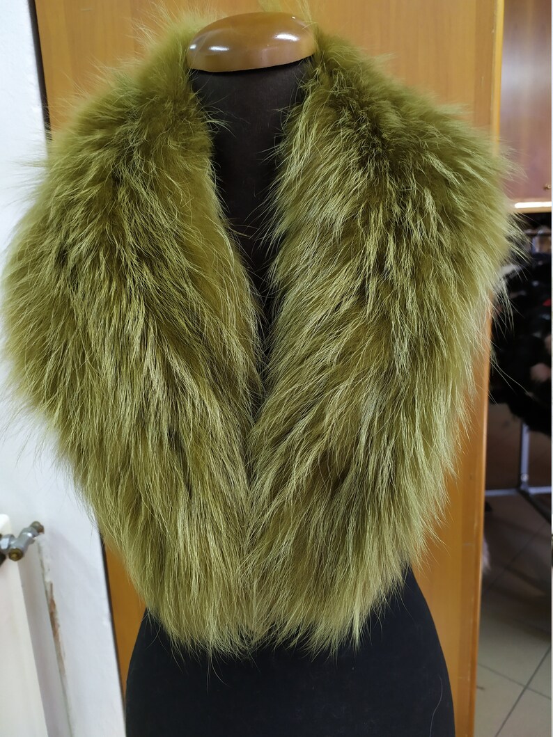 coat winter accessories Finn Raccoon high quality fur collar Light Green color