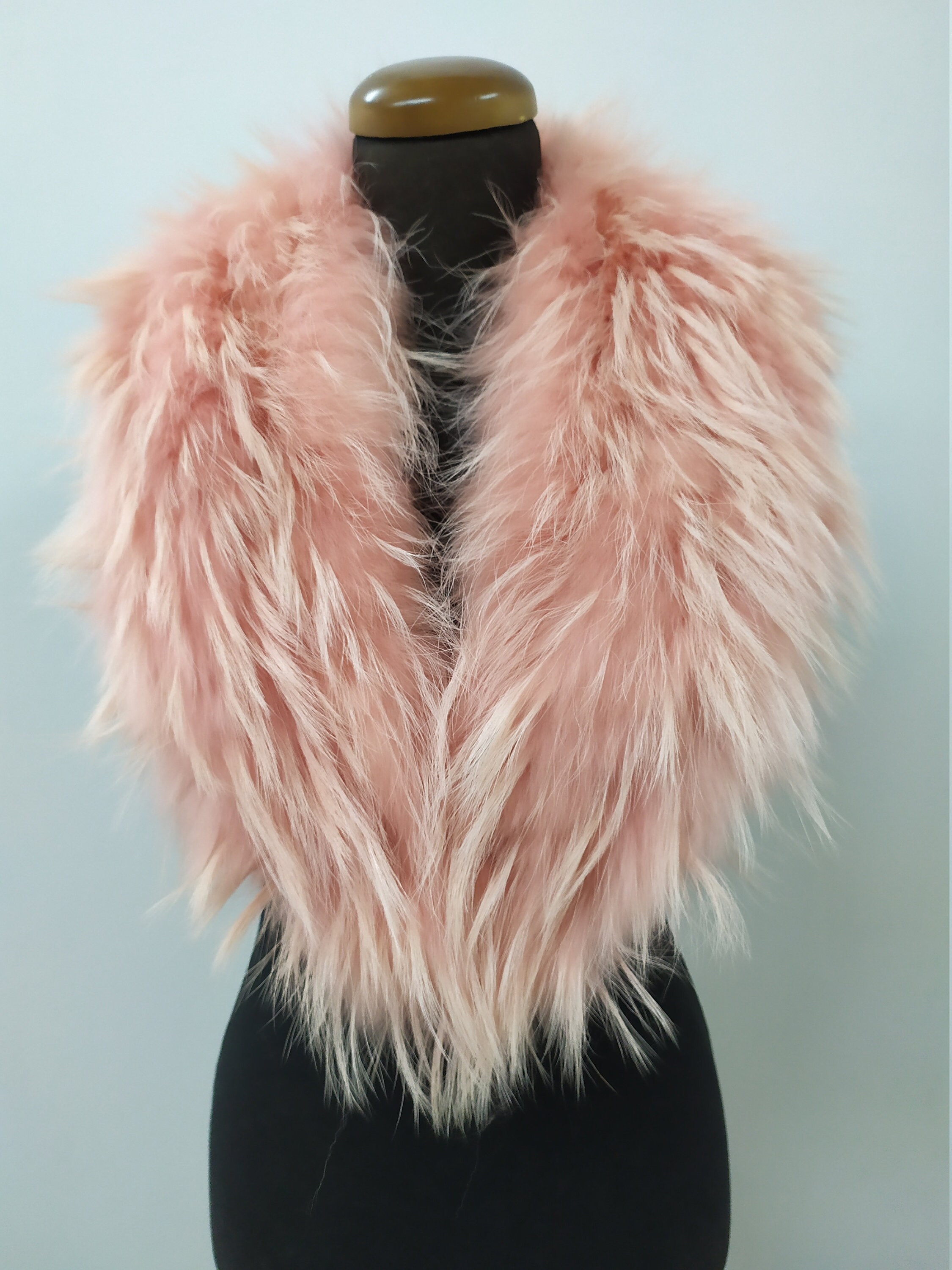 Finn Raccoon High Quality Fur Collar Pink Color Coat Winter - Etsy